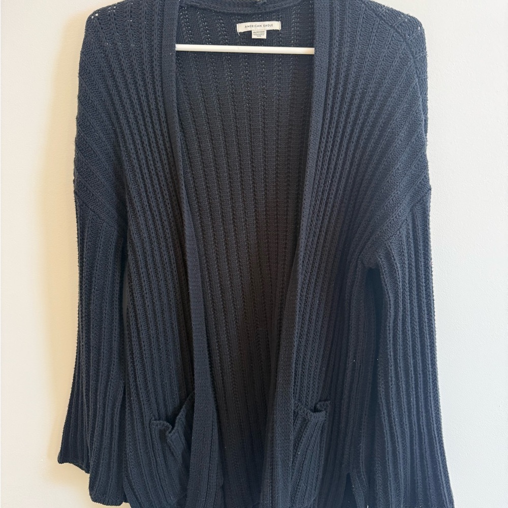 American Eagle Outfitters Blue Ribbed Cardigan